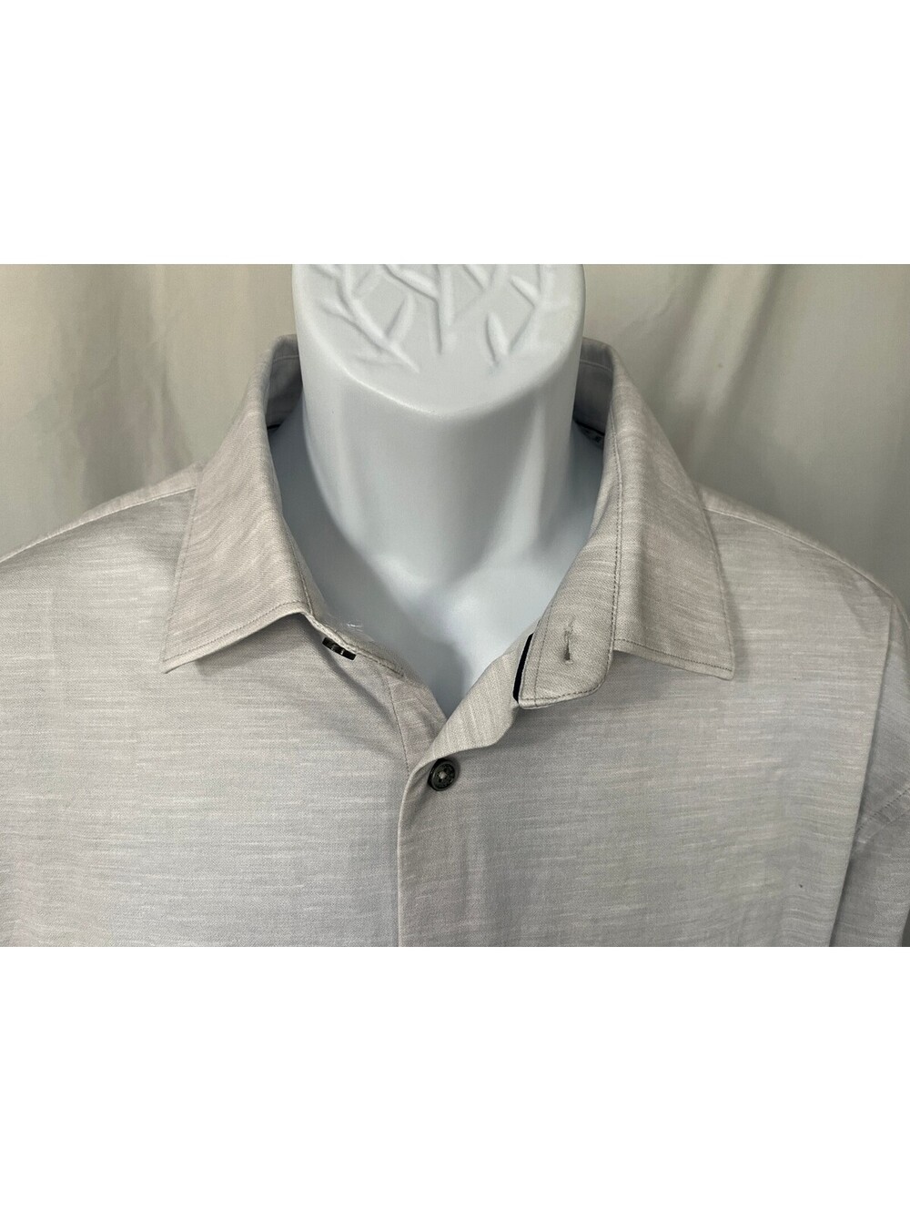 Bugatchi Men's OoohCotton 8-Way Stretch Light Gray Long Sleeve Shirt XL